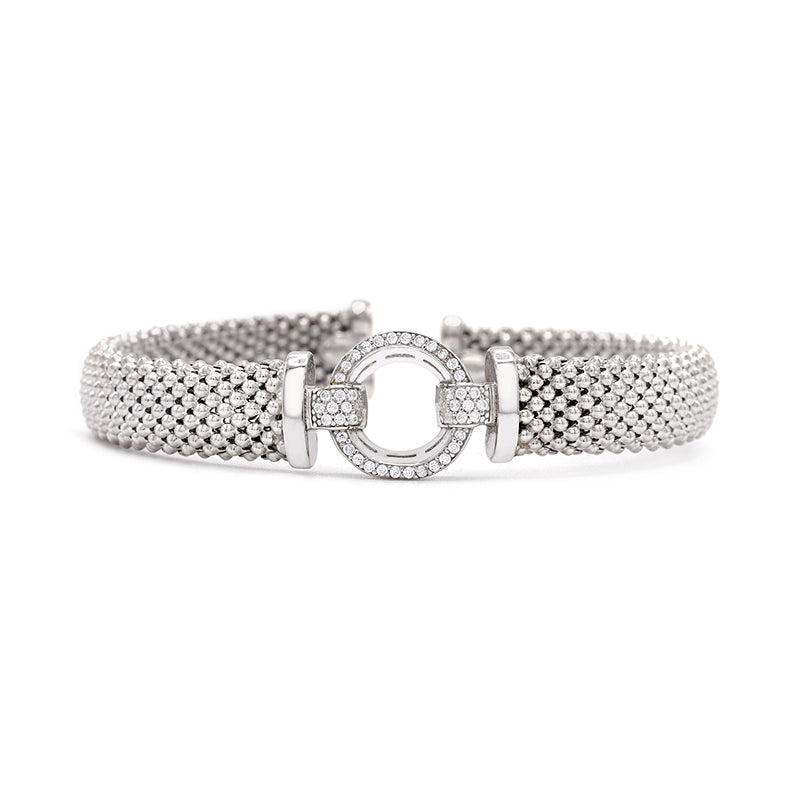Silver and Cubic Zirconia Mesh Bangle