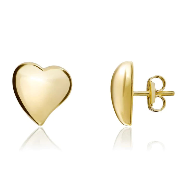 9CT Yellow Gold Polished Heart Stud Earrings 6.5x6mm