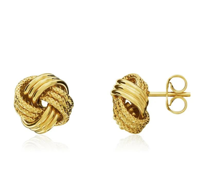 9ct Gold Textured and Polished Knot Studs