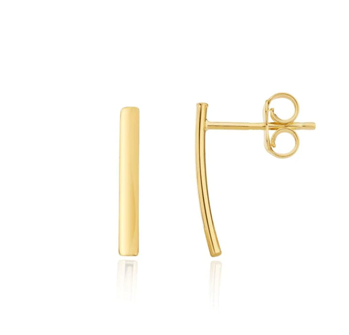 9CT Yellow Gold Curved Bar Drop Earrings