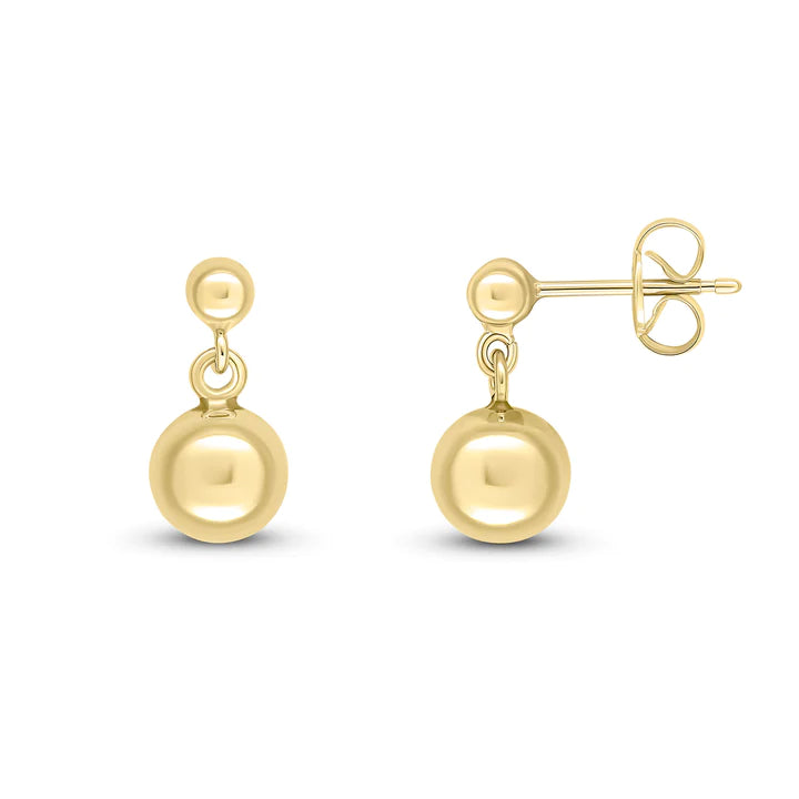 9CT Yellow Gold Polished Ball Drop Earrings