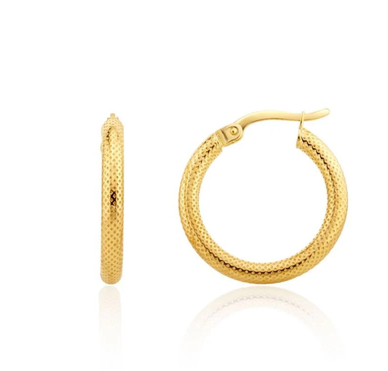 9ct Gold Textured 20mm Hoop