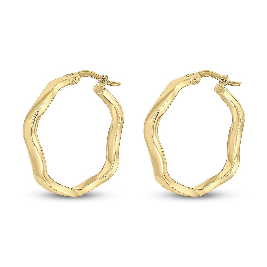 9ct Gold Wavy Hoop