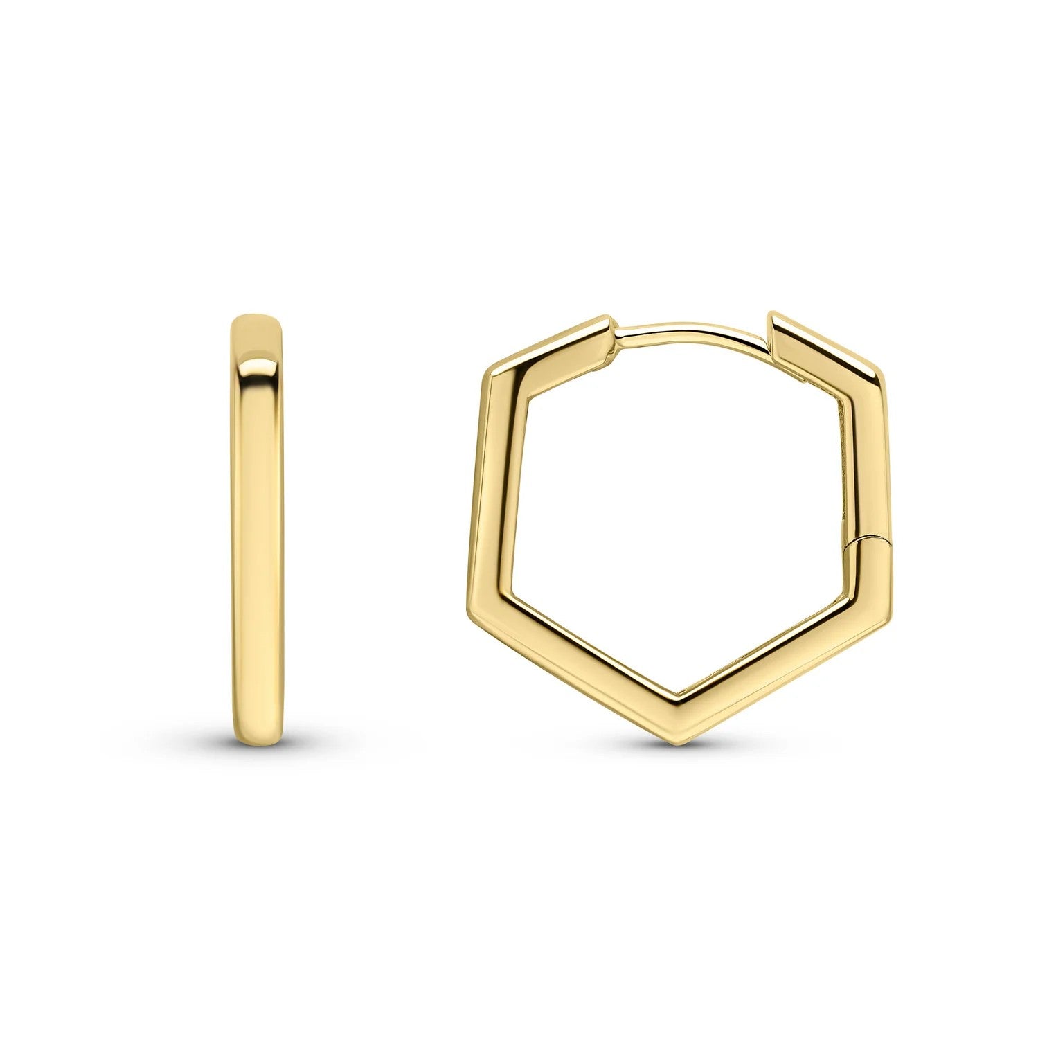 9ct Gold Hexagonal Small Hoops
