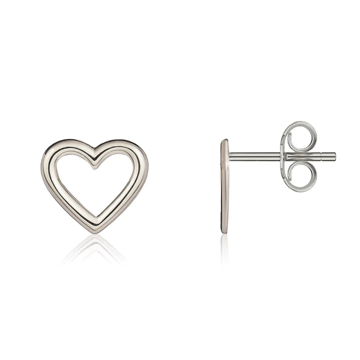 9CT White Gold Open Heart Stud Earrings