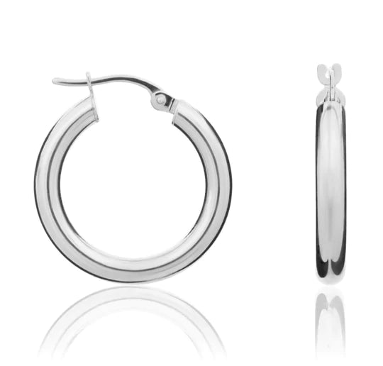 9 Carat White Gold Hoop Earrings