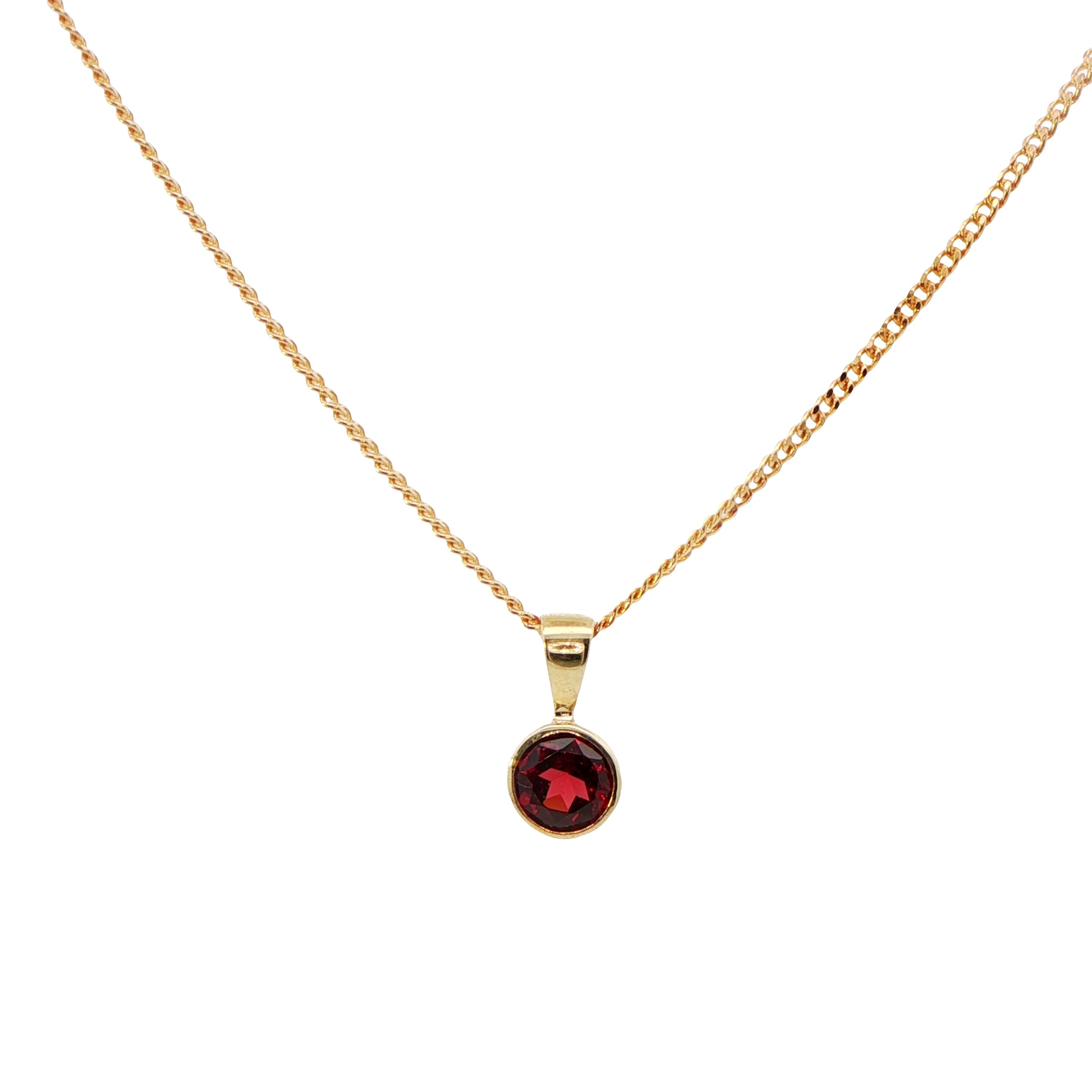 9 Carat Yellow Gold Garnet Pendant on Chain