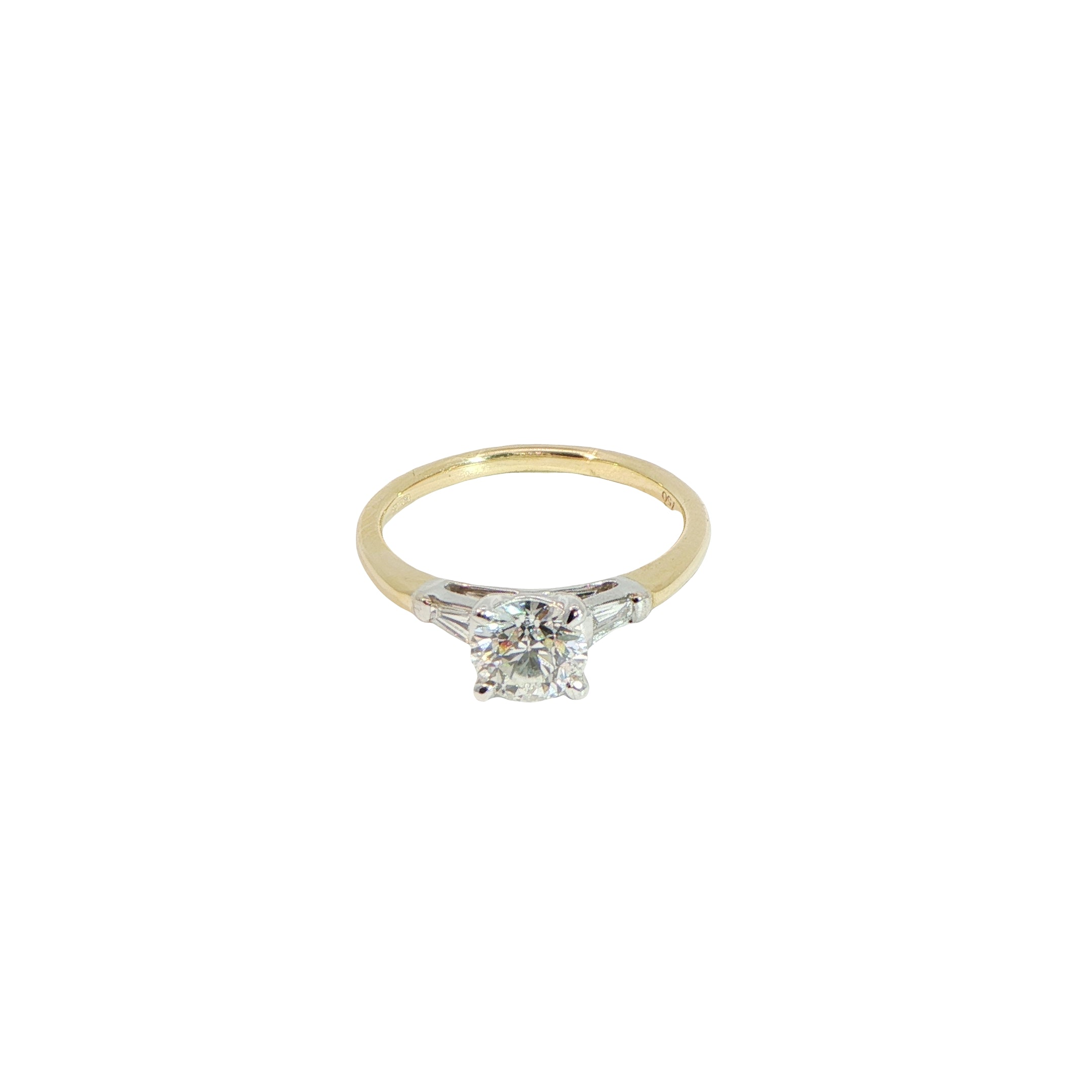 18 Carat Yellow and White Gold Diamond Three Stone Ring