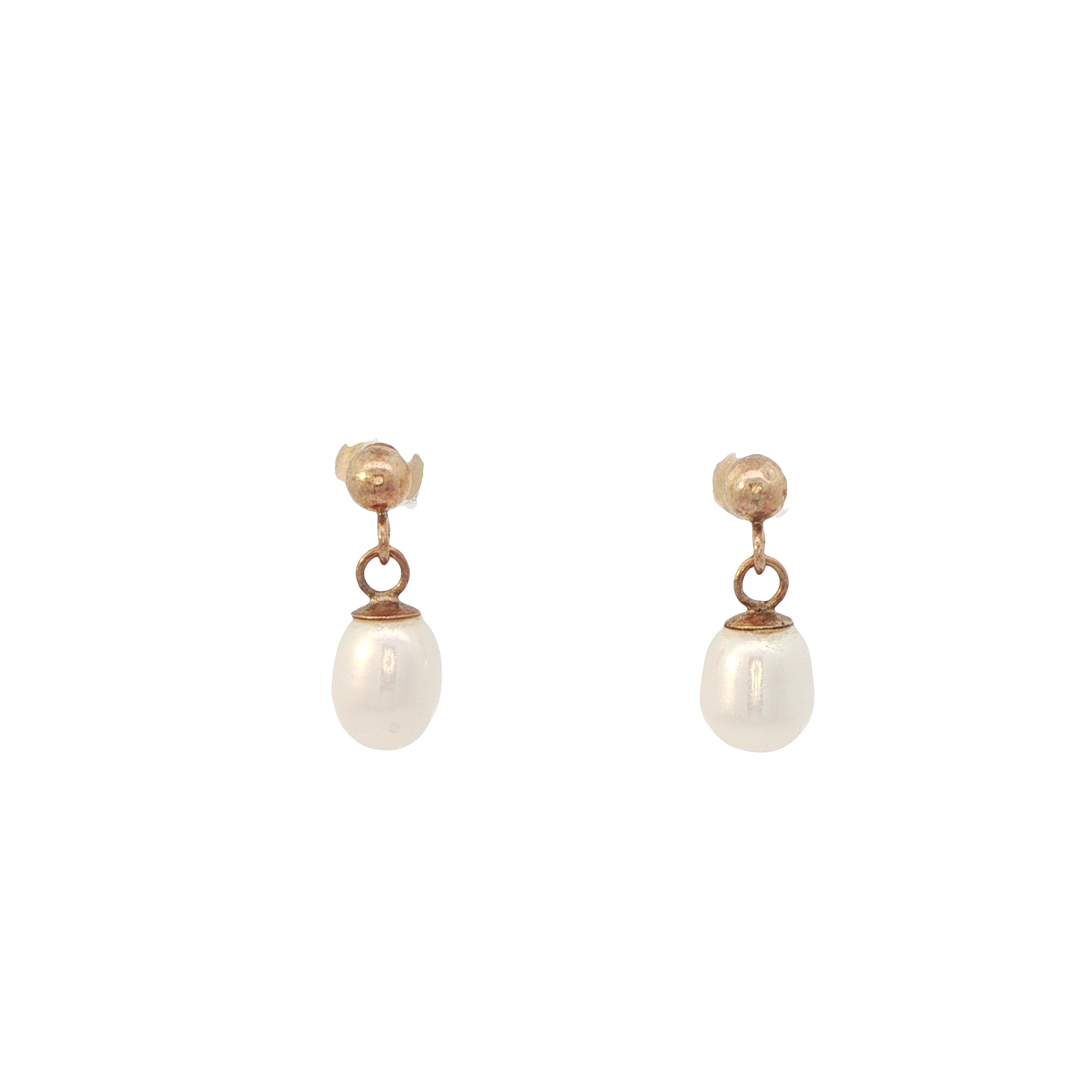 9 Carat Yellow Gold Pearl Drop Earrings