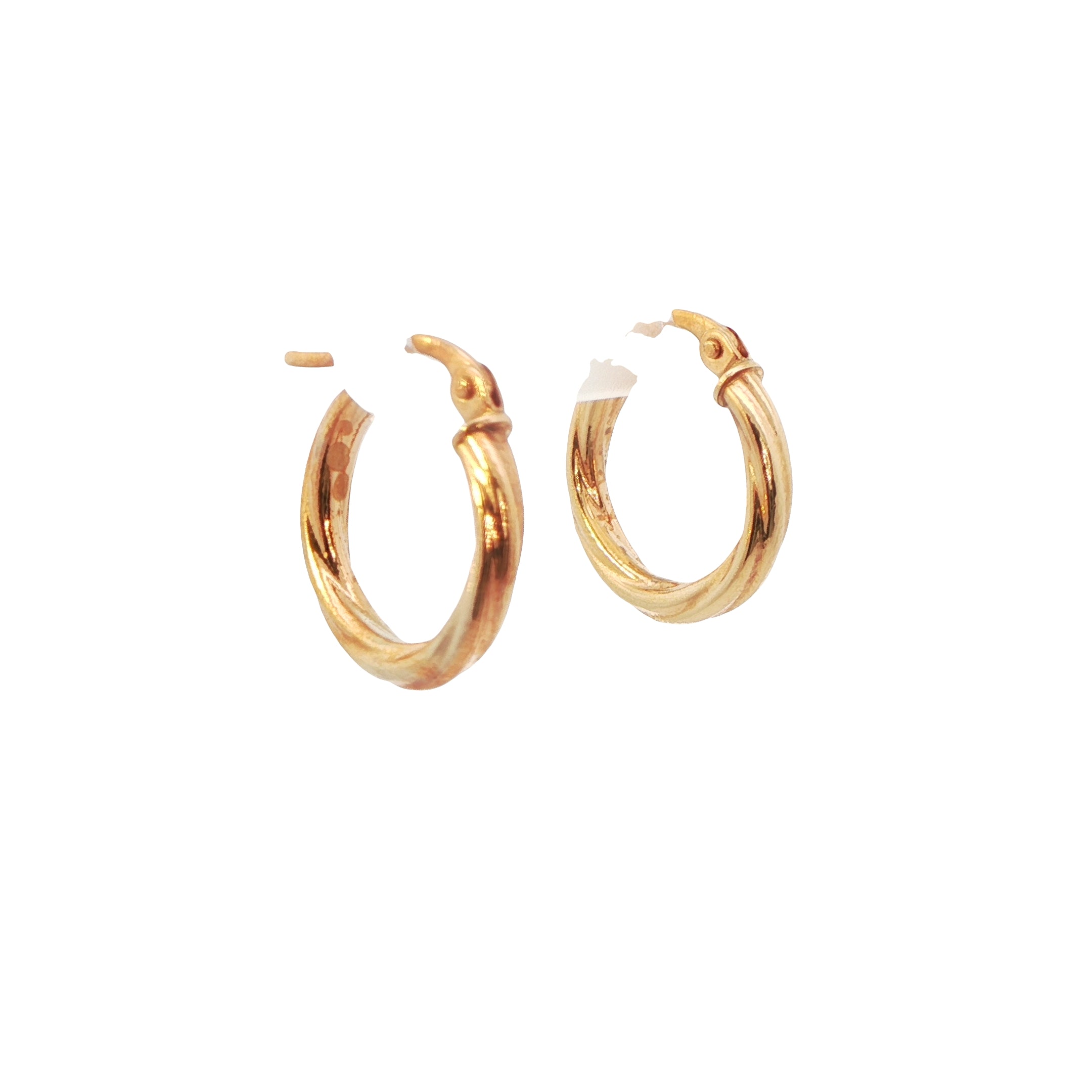 9 Carat Yellow Gold Twist Hoop Earrings