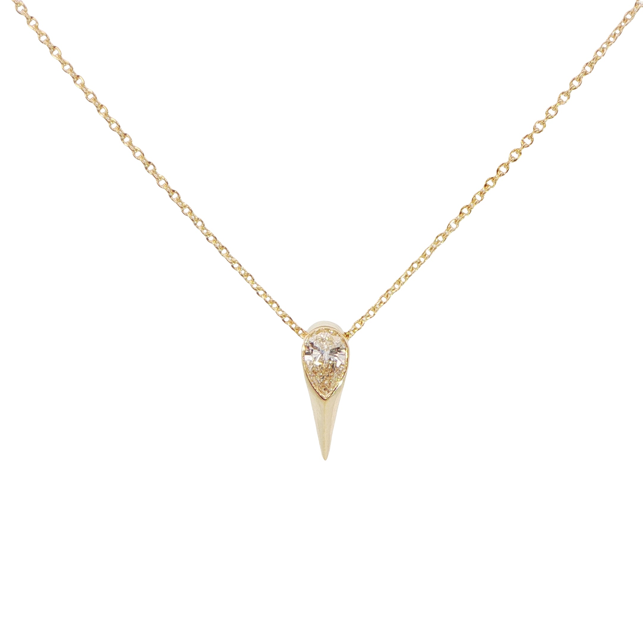 18 Carat Yellow Gold Diamond Spike Pendant on Chain