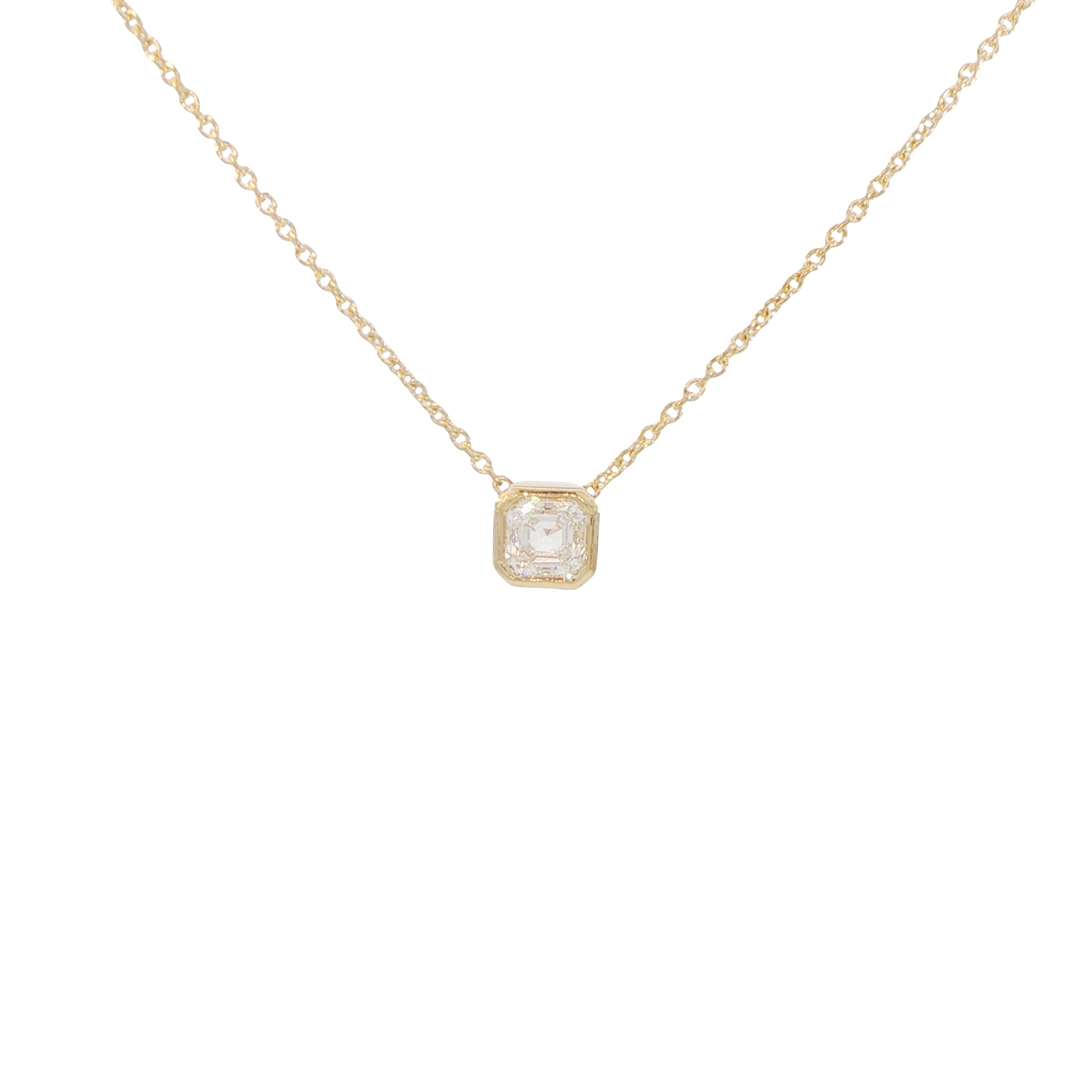 18 Carat Yellow Gold Asscher Cut Necklace