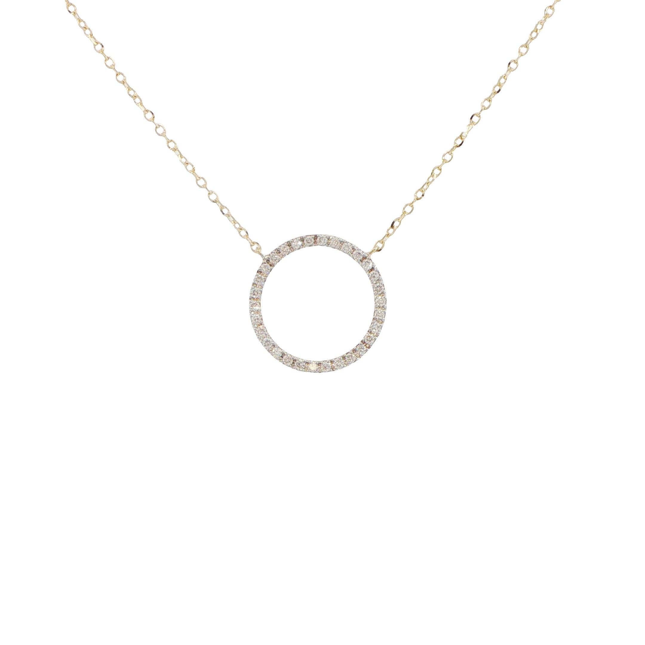 18 Carat Yellow Gold Diamond Circle Necklace