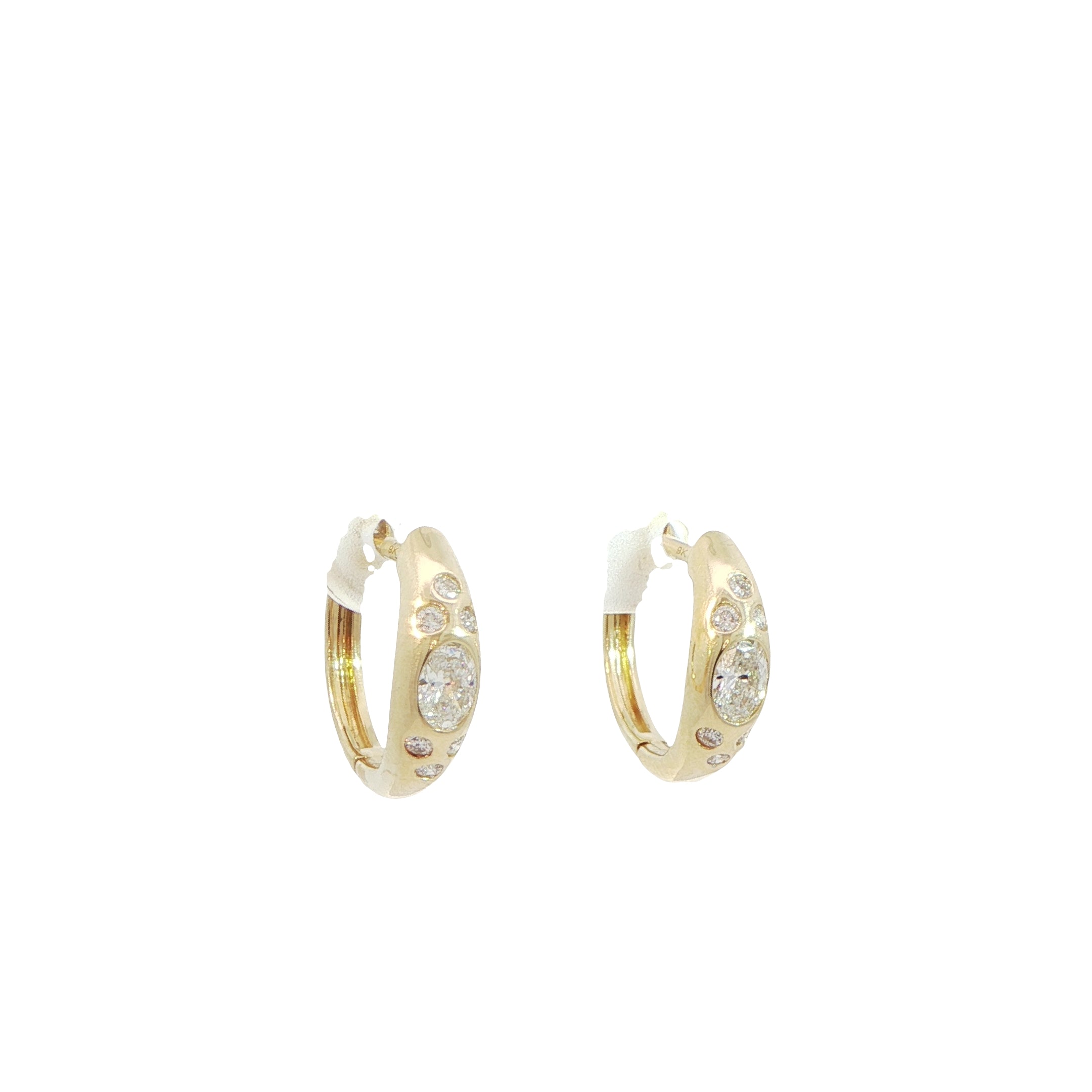9 Carat Yellow Gold Diamond Huggie Earrings