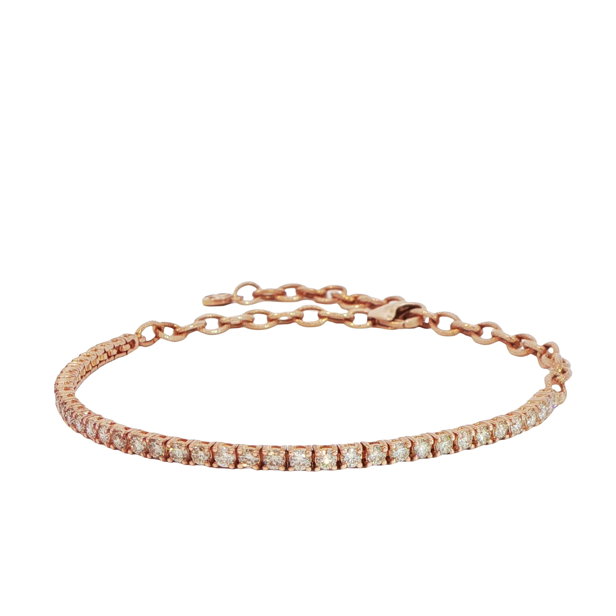 14 Carat Rose Gold Diamond Line Bracelet