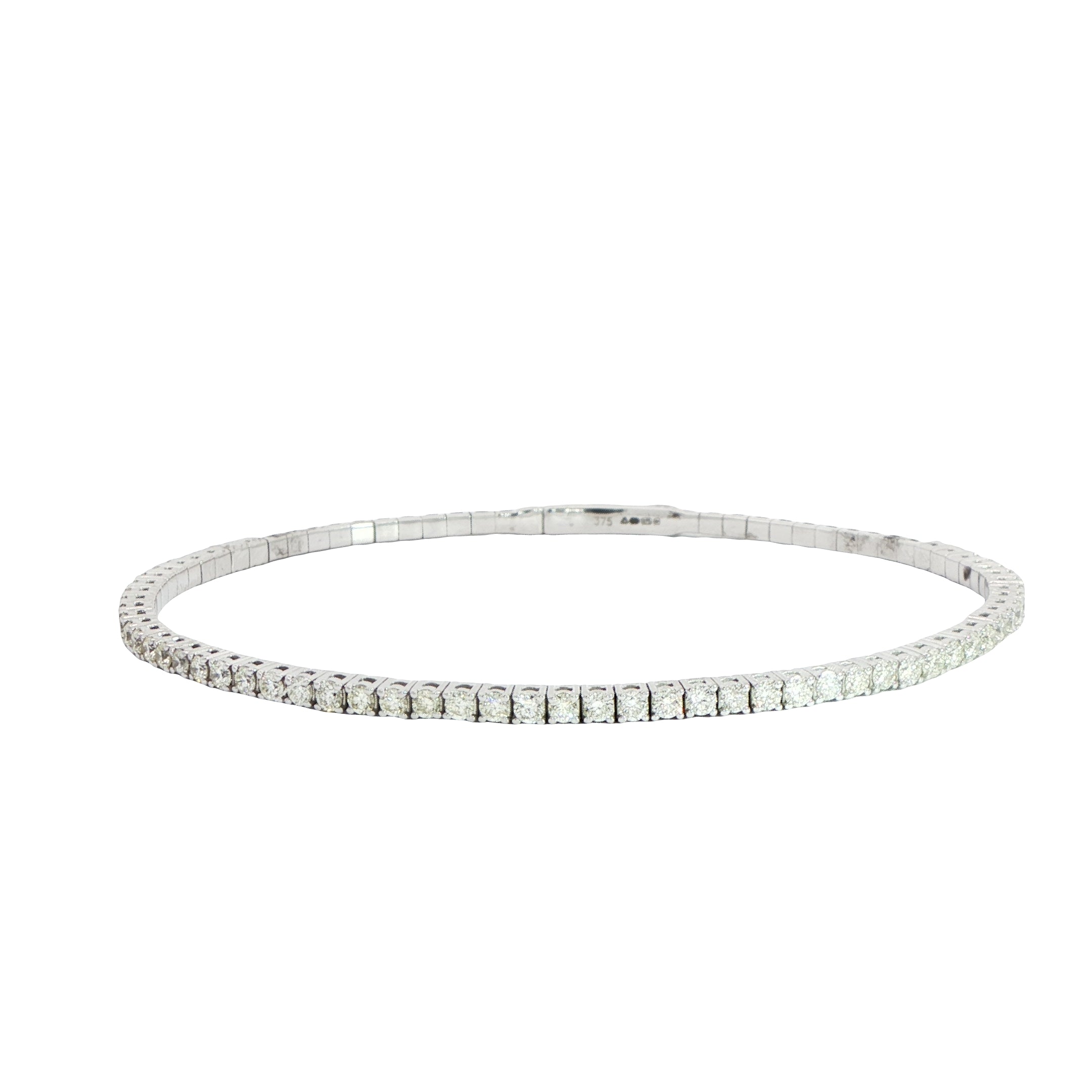 9 Carat White Gold Diamond Flexi Line Bangle