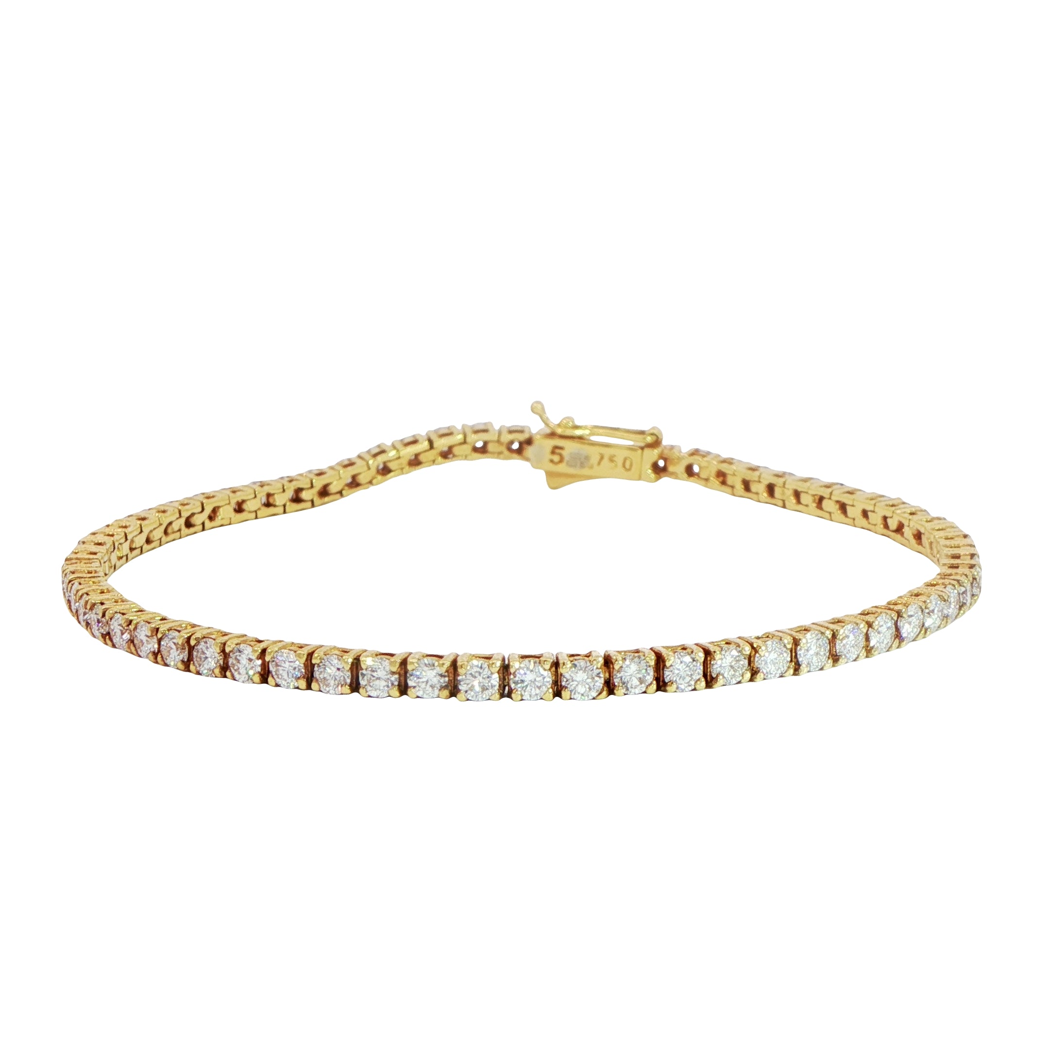 18 Carat Yellow Gold Diamond Line Bracelet