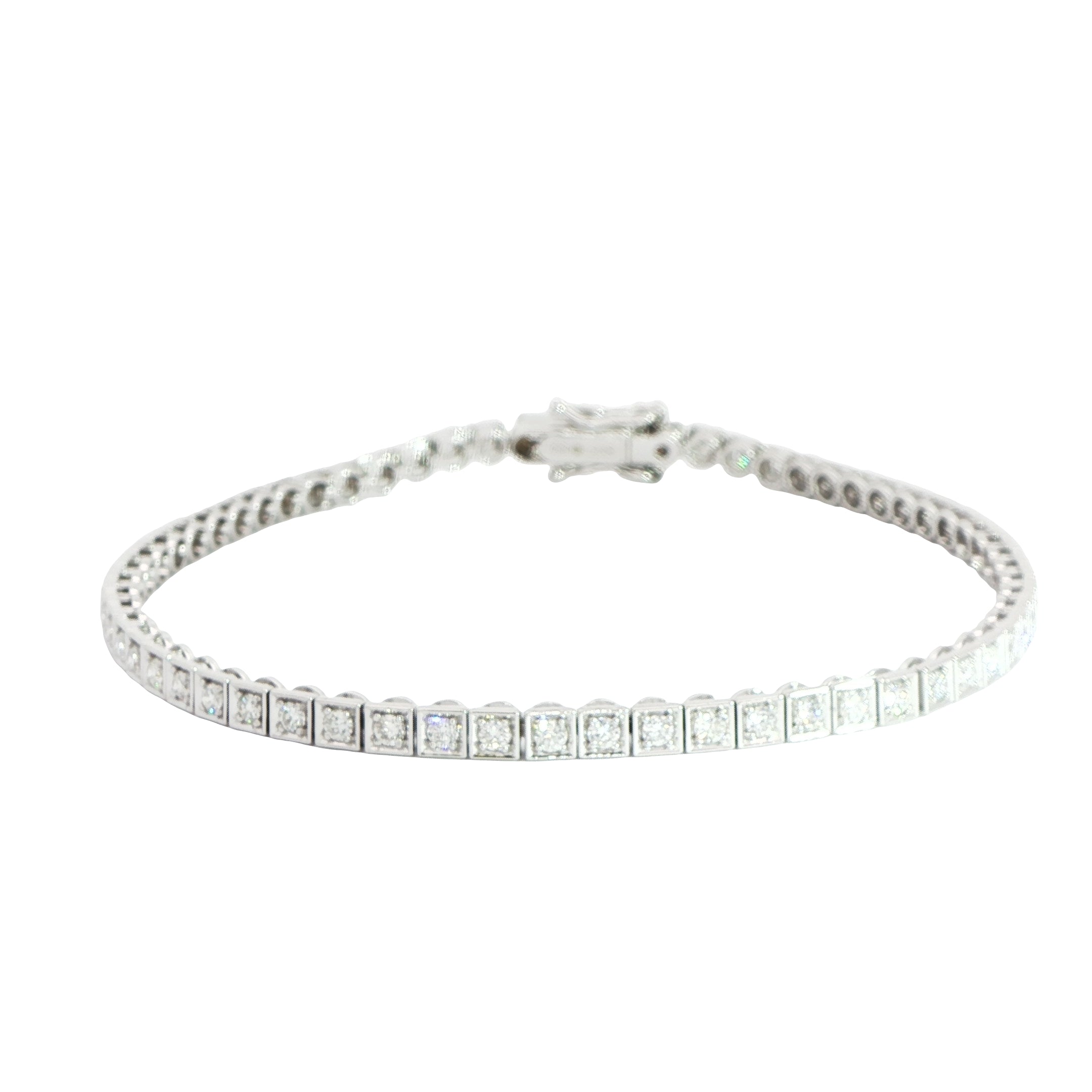 18 Carat White Gold Diamond Line Bracelet