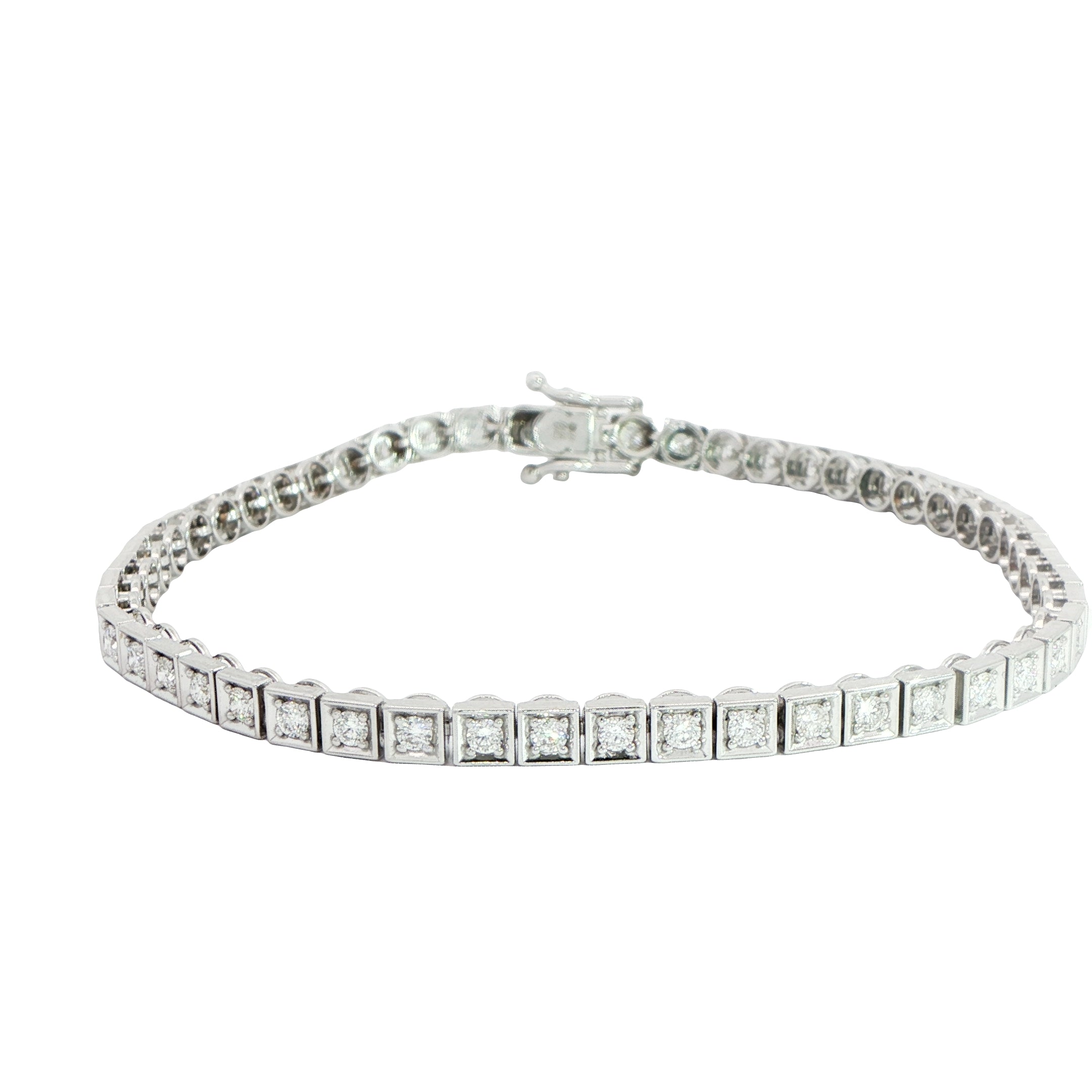 18 Carat White Gold Diamond Line Bracelet