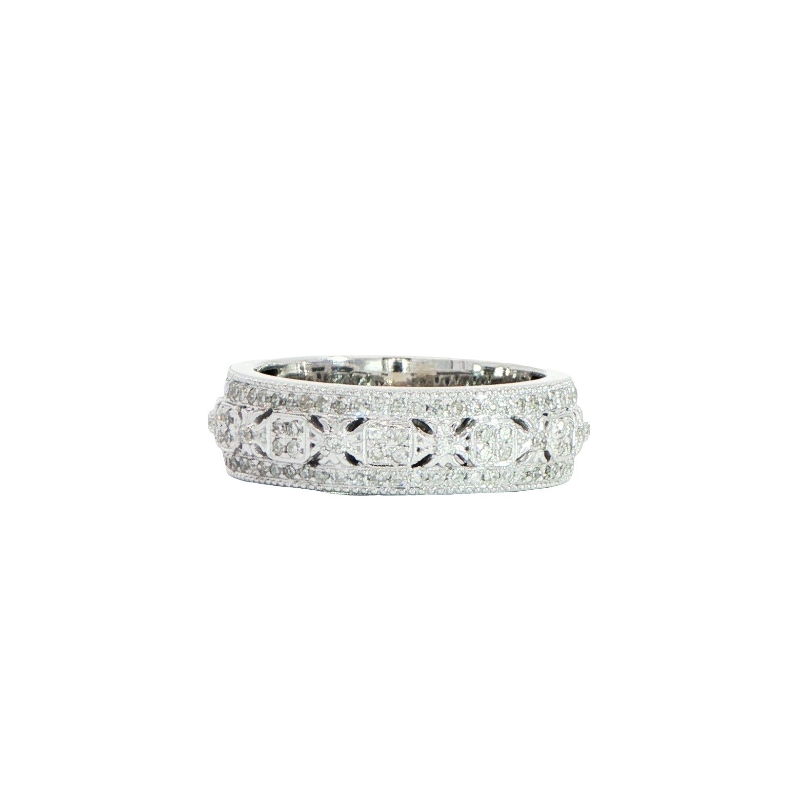 18 Carat White Gold Diamond Art Deco Band