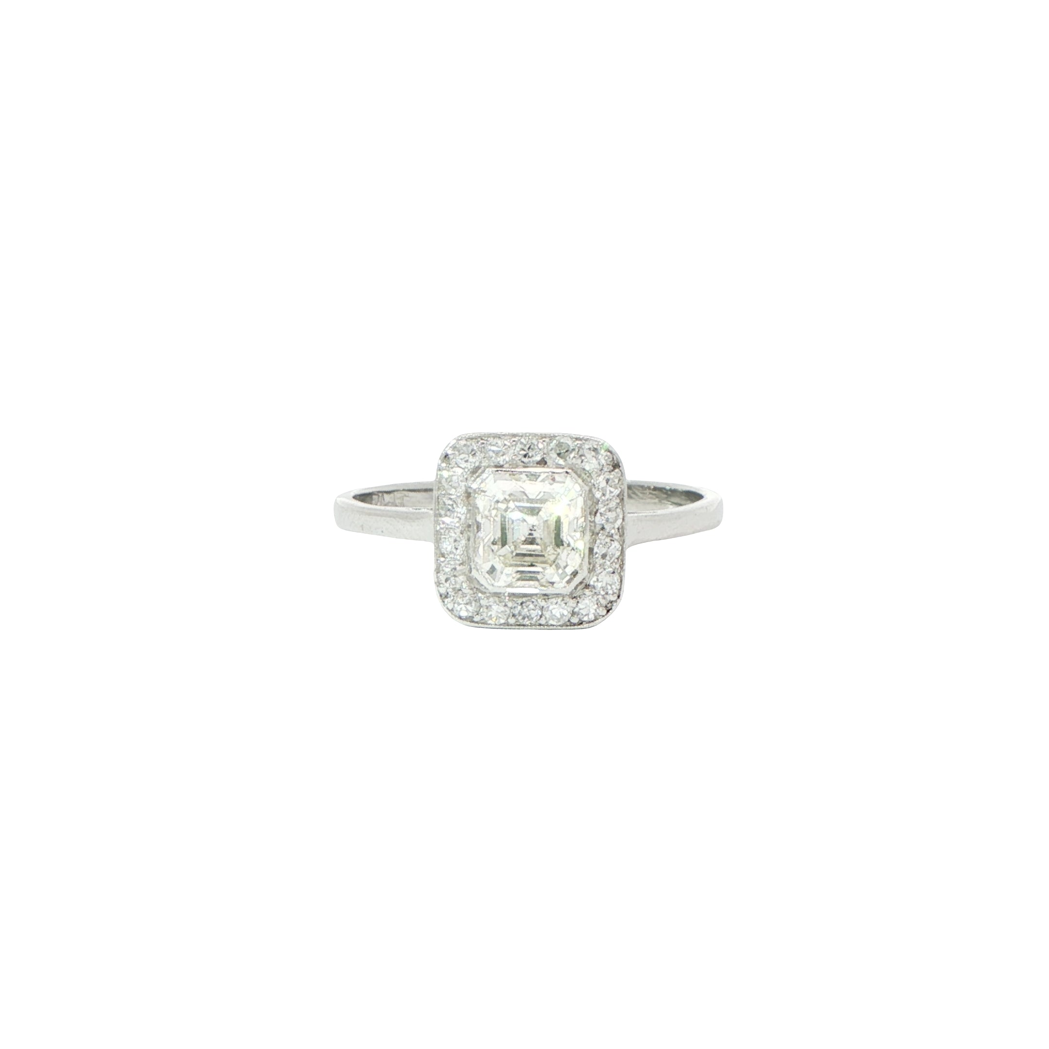 Platinum Diamond Asscher Cut Halo Ring
