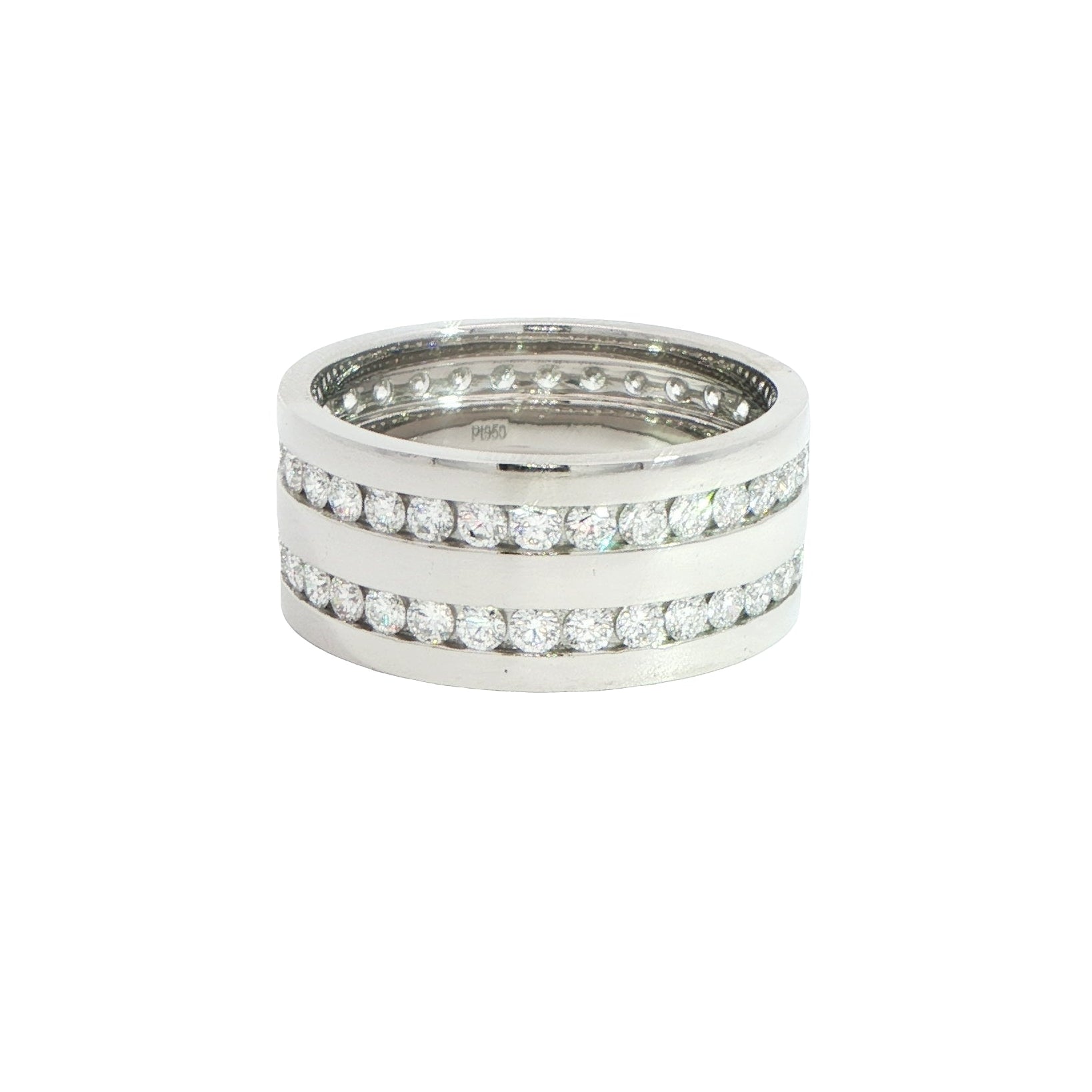 Platinum Diamond Double Row Band