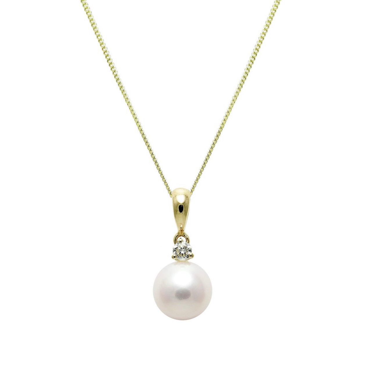 18 Carat Yellow Gold Cultured Pearl & Diamond Pendant
