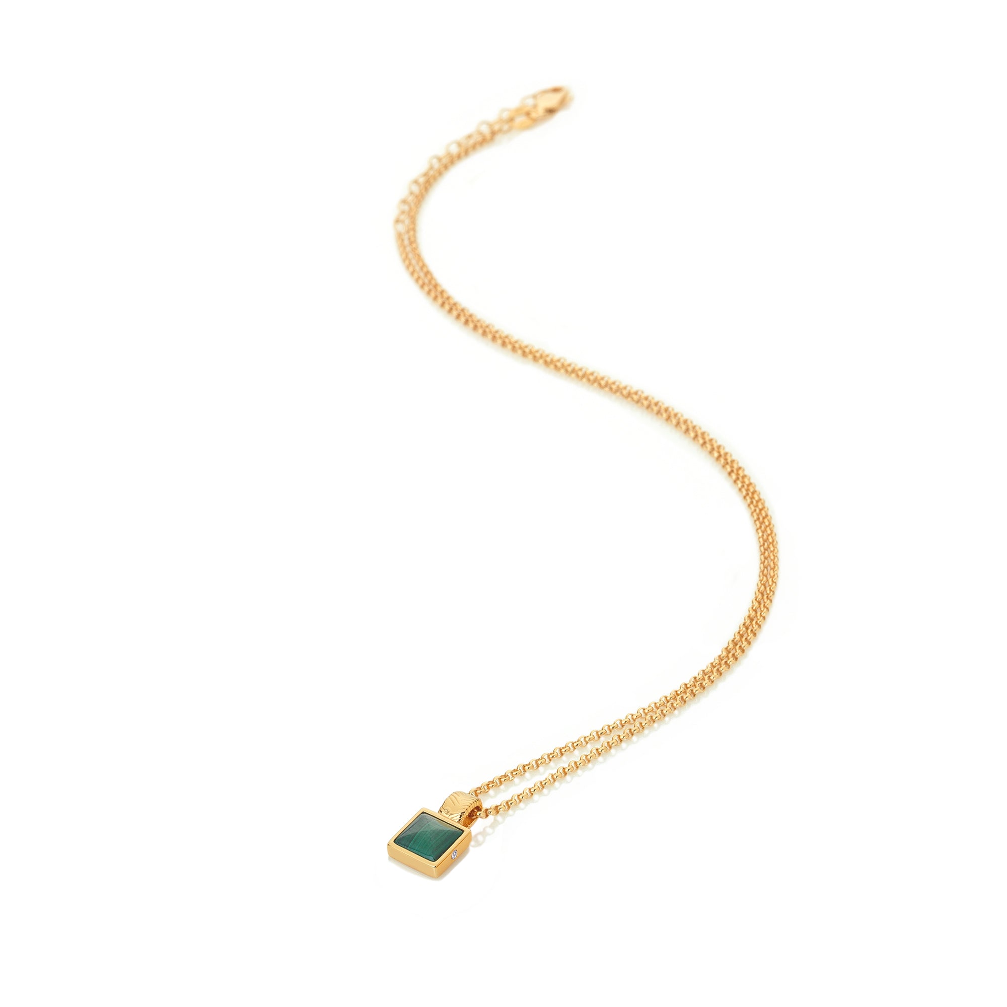 Hot Diamonds X Golden Edit Revive Malachite Square Pendant