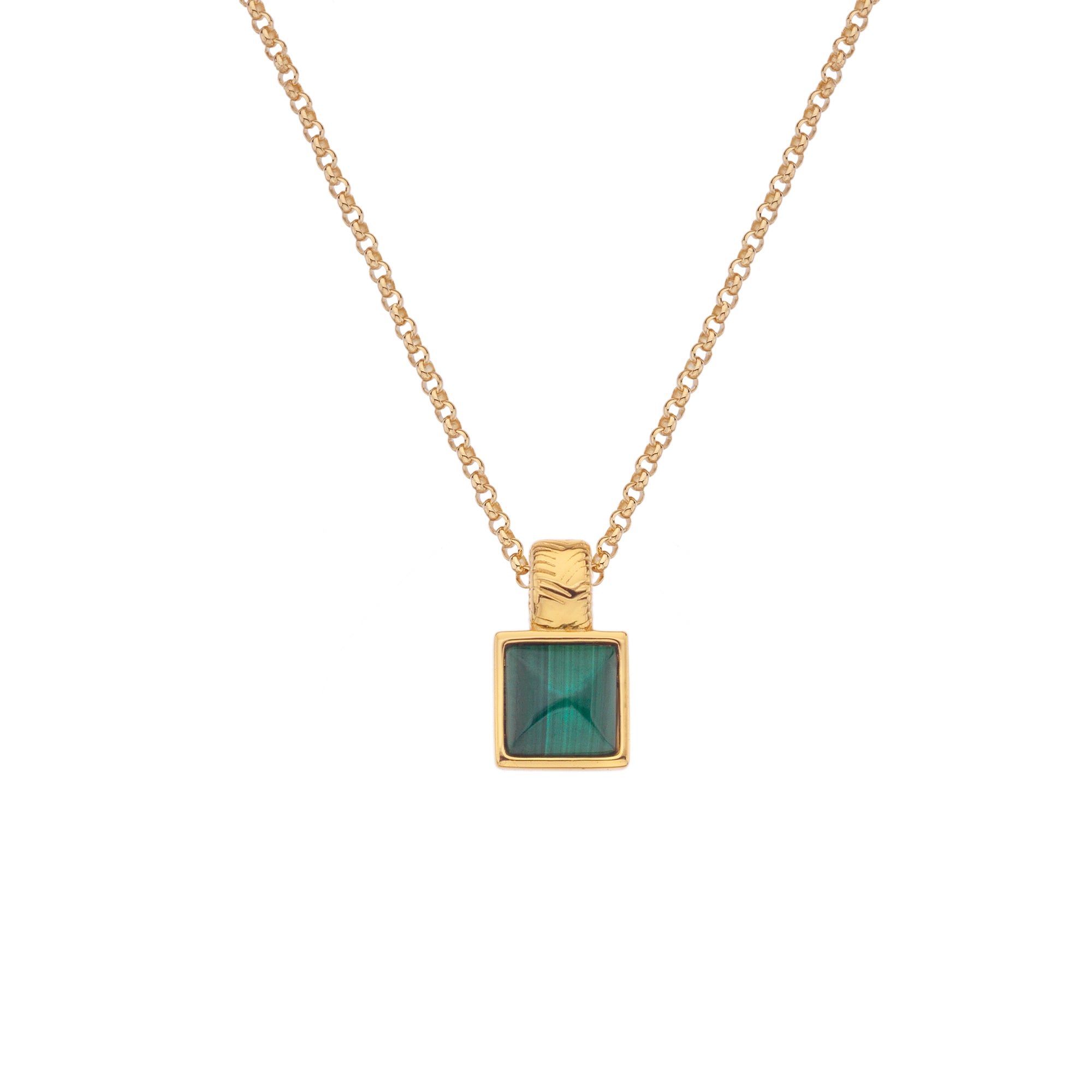 Hot Diamonds X Golden Edit Revive Malachite Square Pendant