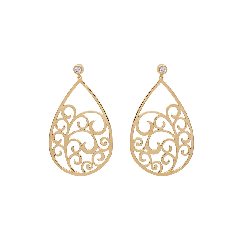 18 Carat Yellow Gold Diamond Drop Earrings