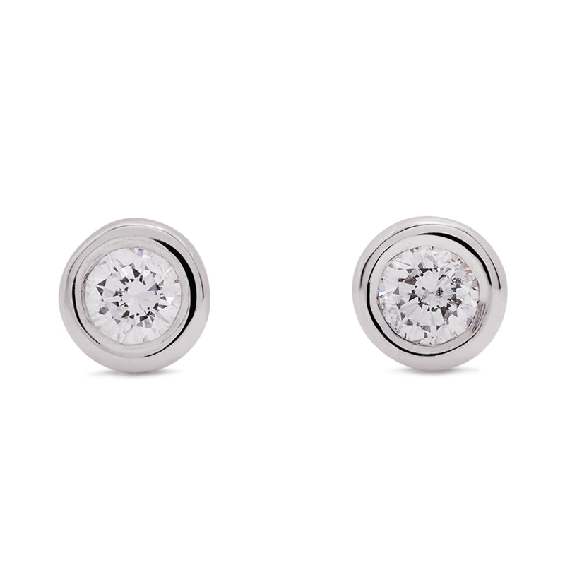 18 Carat White Gold Diamond Stud Earrings