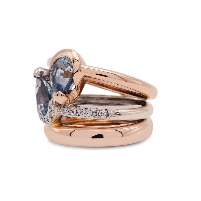 18 Carat Rose & White Gold Aquamarine & Diamond Ring