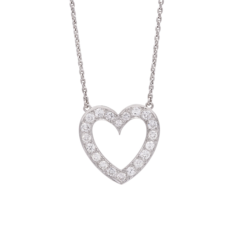 Platinum Diamond Heart Necklace