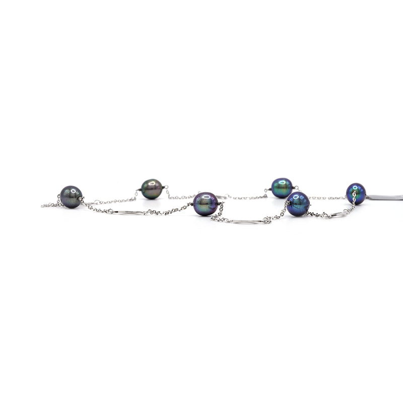 Silver Freshwater Black Pearl Necklace