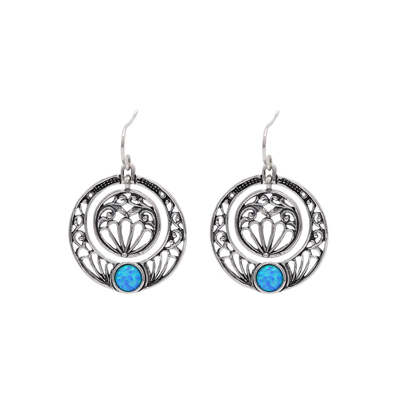 Silver And Opal Earrings