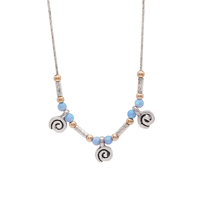 Silver & Yellow Gold Plated Opal Necklace