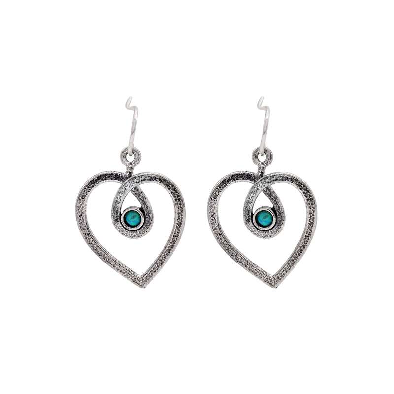 Silver and Opal Heart Earrings