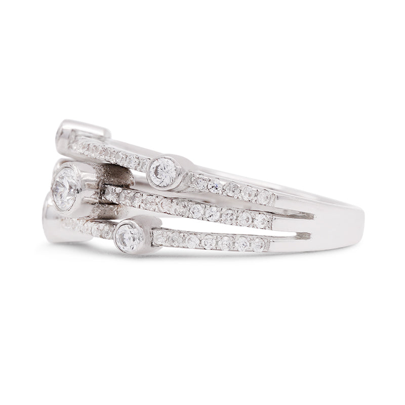 Silver Cubic Zirconia Scatter Ring