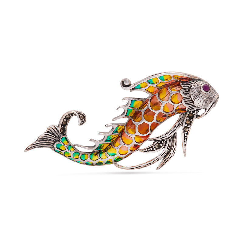 Silver Fish Brooch