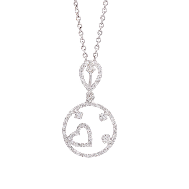 18 Carat White Gold Diamond Pendant on Chain