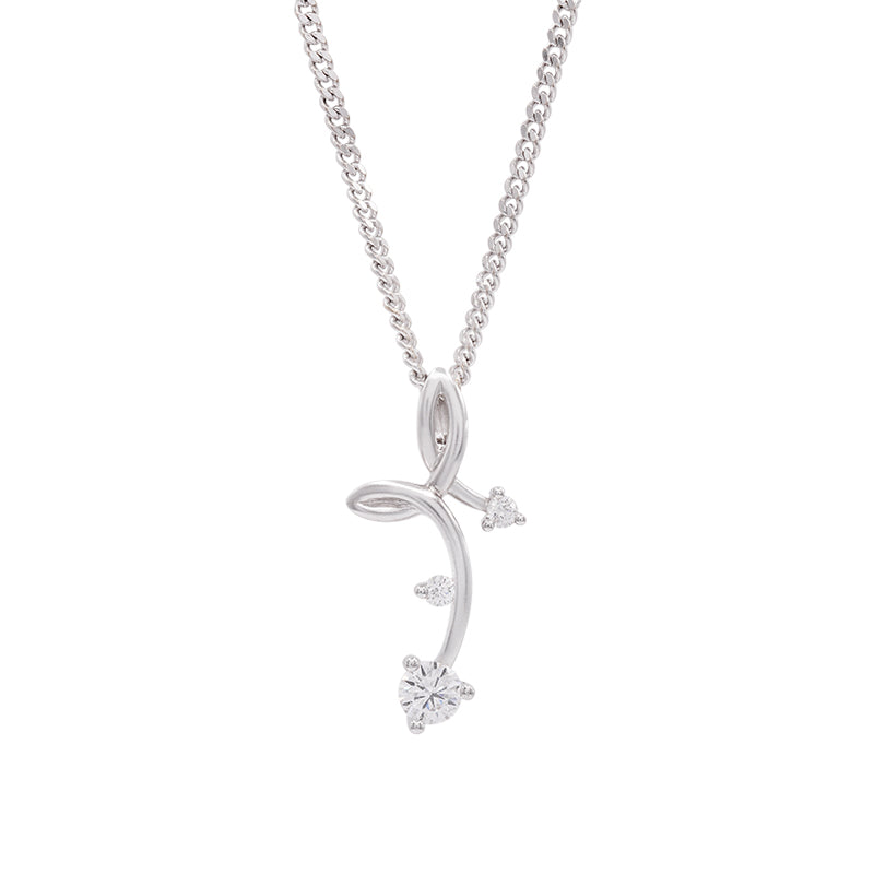 Abstract 18 Carat White Gold Diamond Pendant on Chain