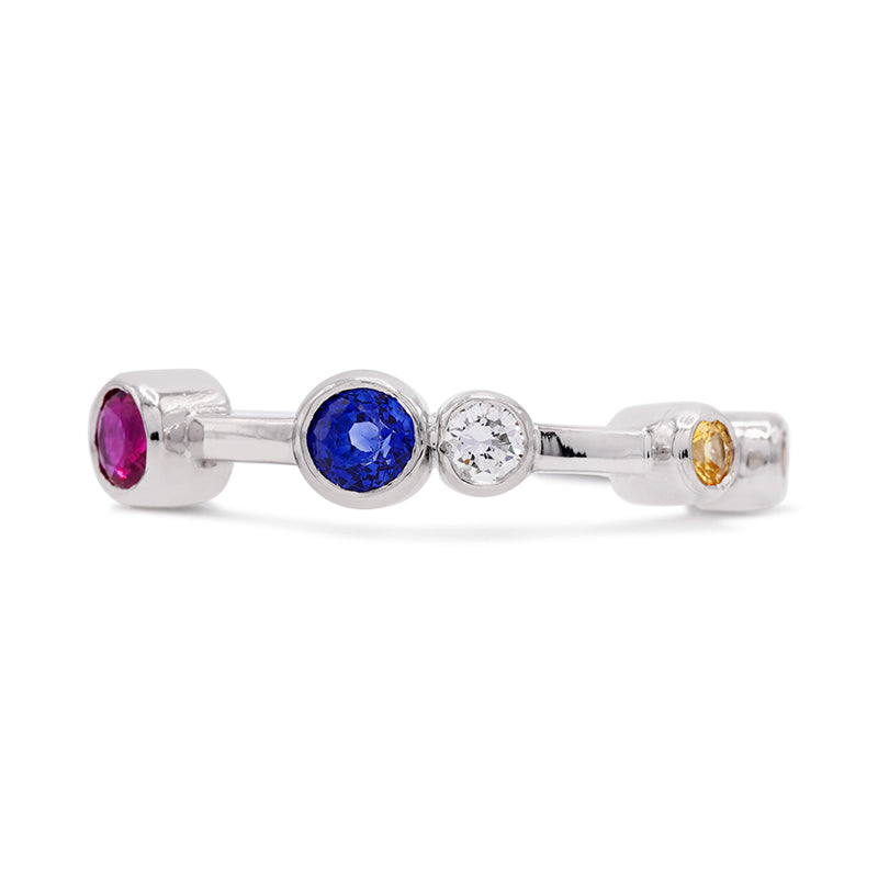 Handmade Platinum Multicolour Raindance Ring