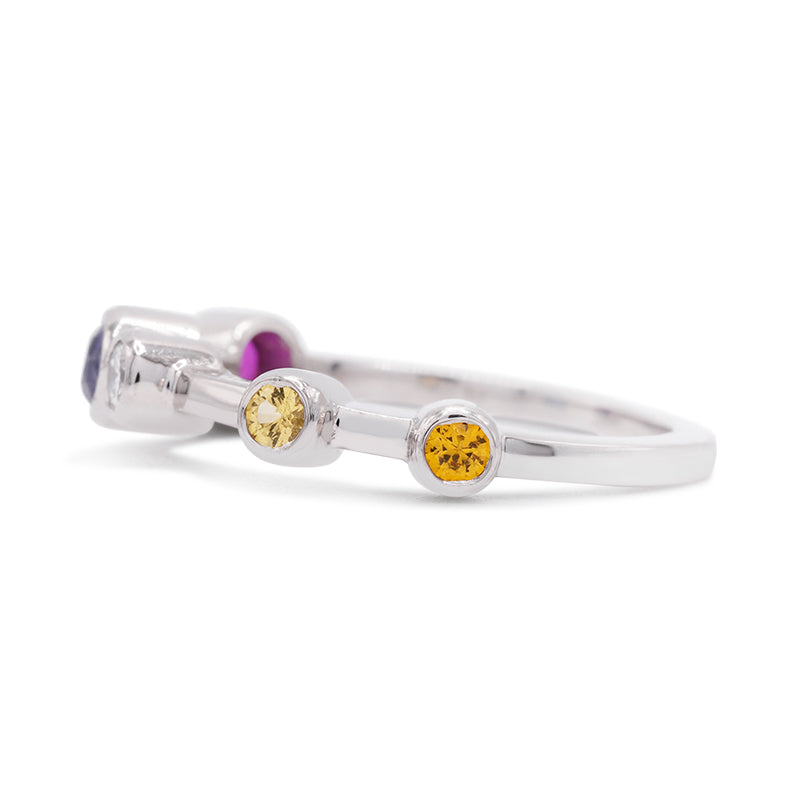 Handmade Platinum Multicolour Raindance Ring