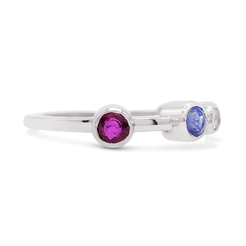 Handmade Platinum Multicolour Raindance Ring