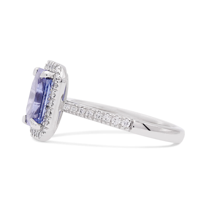 Platinum Sapphire & Diamond Halo Ring