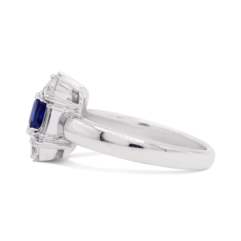 18 Carat White Gold Sapphire & Diamond Cluster Ring