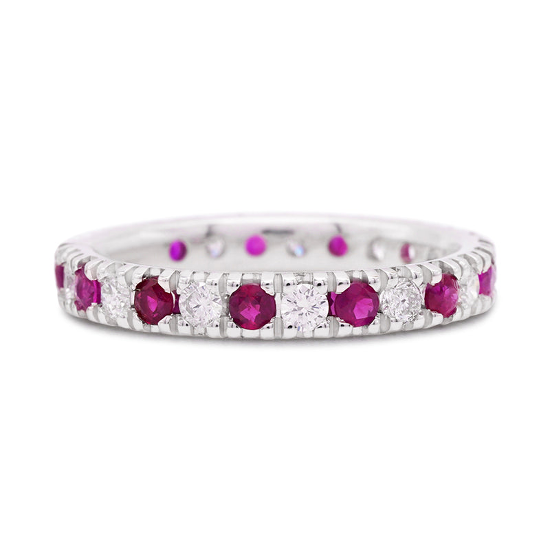 18 Carat White Gold Ruby & Diamond Full Eternity Ring