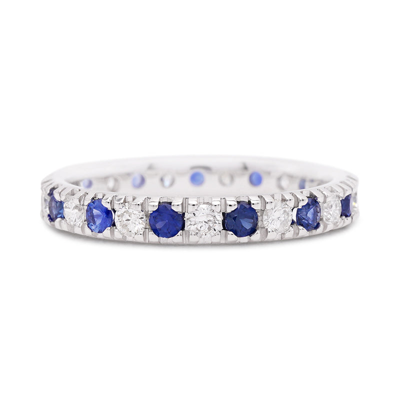 18 Carat White Gold Sapphire & Diamond Full Eternity Ring