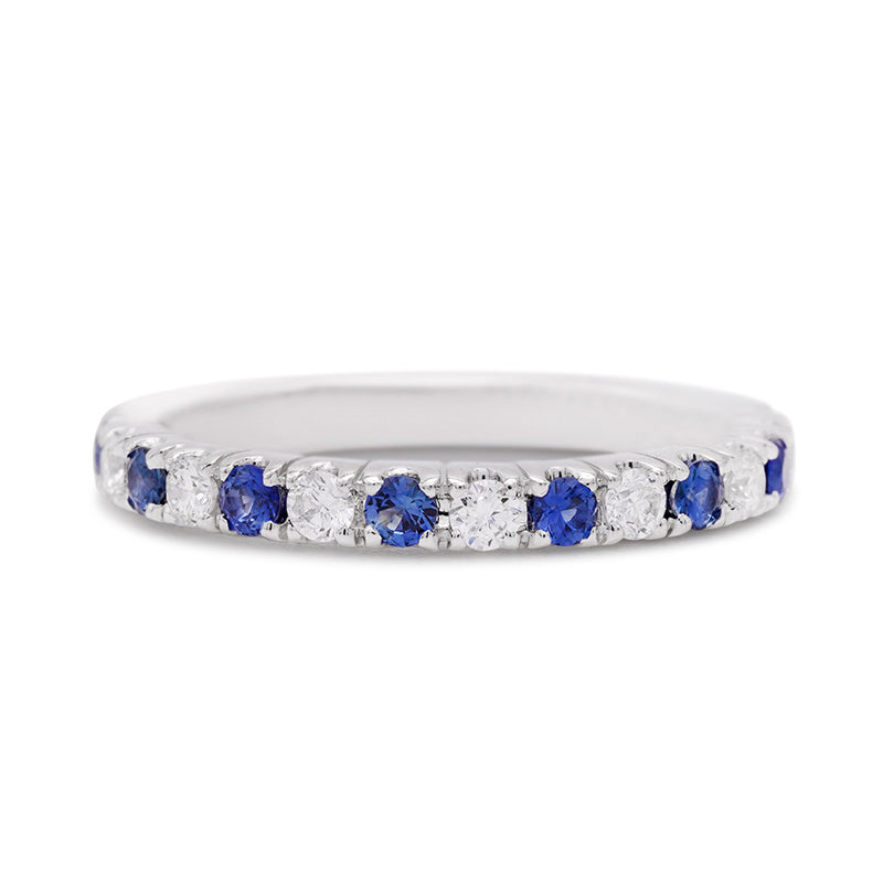 18 Carat White Gold Sapphire & Diamond Half Eternity Ring