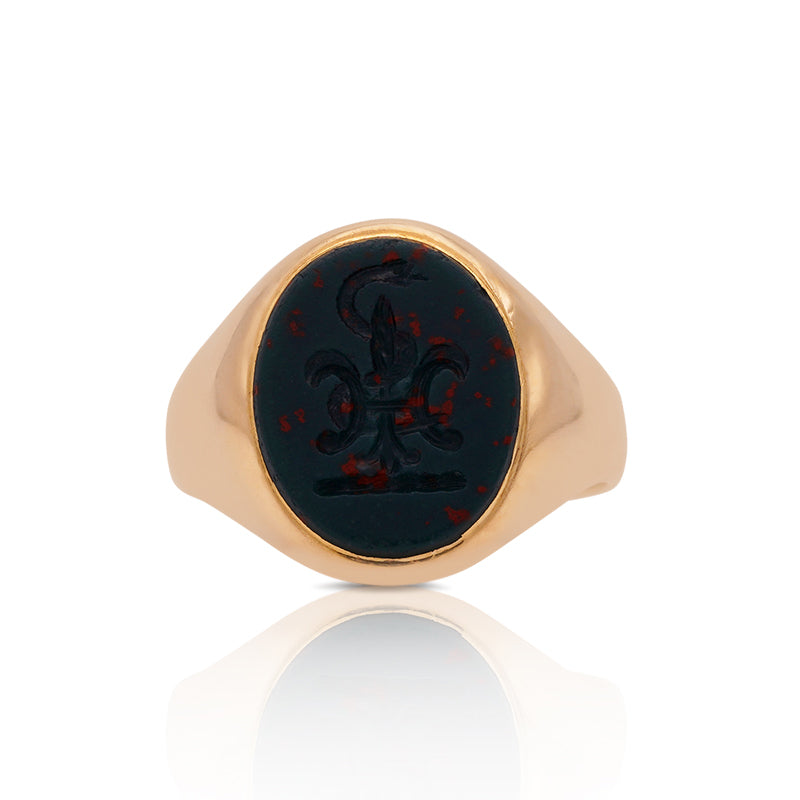 18 Carat Yellow Gold Bloodstone Signet Ring